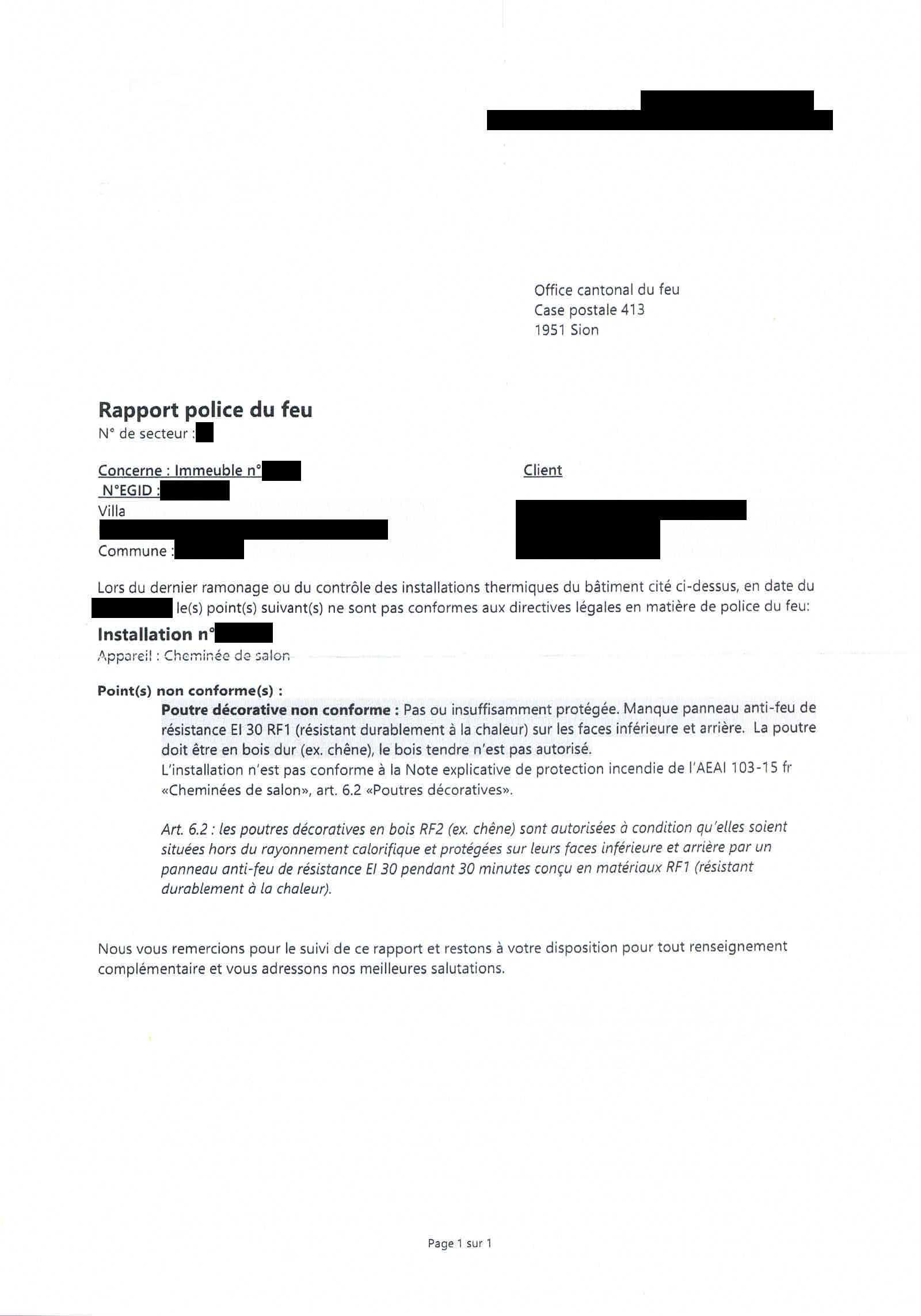 Rapport police du feu